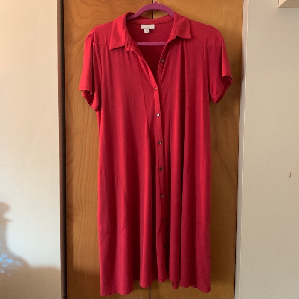 J Jill red short sleeve tshirt dress